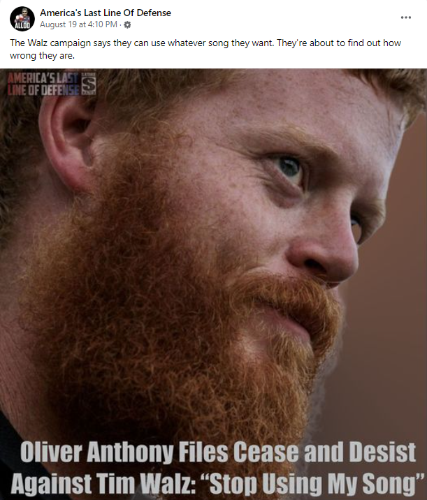 Fact Check Country Folk Singer Oliver Anthony Did NOT File Cease And